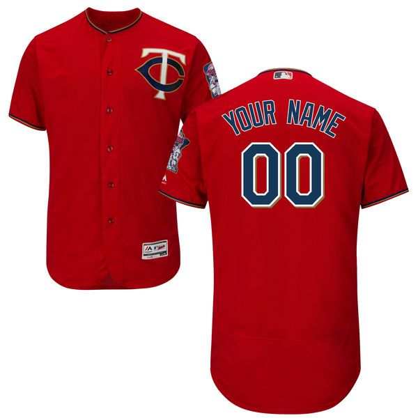 Men Minnesota Twins Majestic Alternate Red Scarlet Flex Base Authentic Collection Custom MLB Jersey